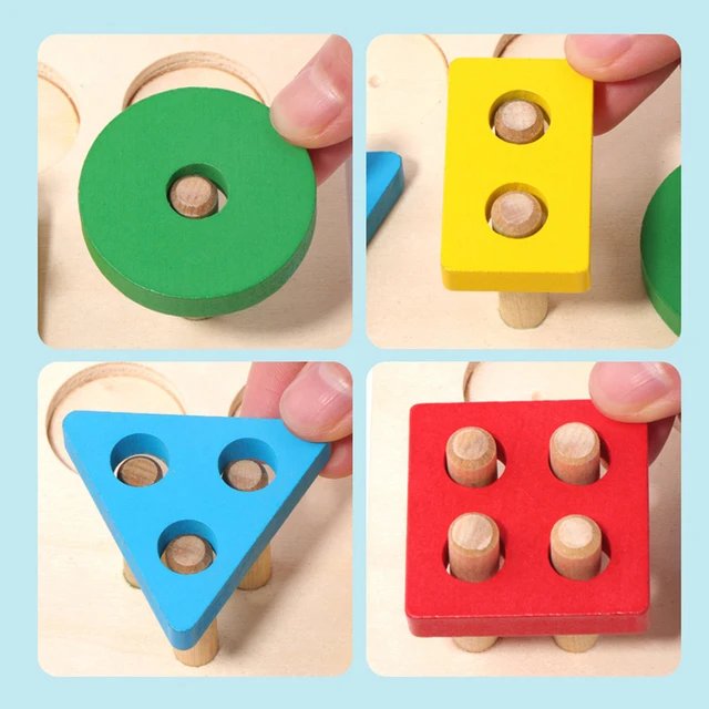 3 in 1 Wooden Toy 4 Column Fishing and Bee Clipping