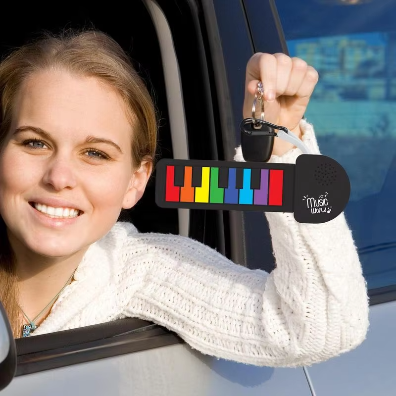 Roll Up Silicone Piano Keyboard Key Chain