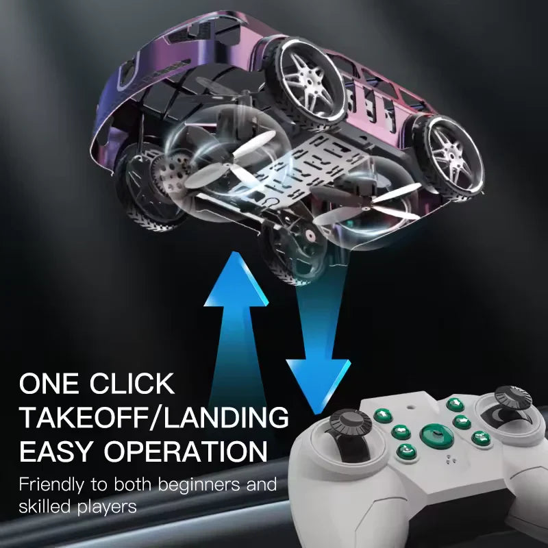 2in1 Remote Control Mini Drone Car With Lights