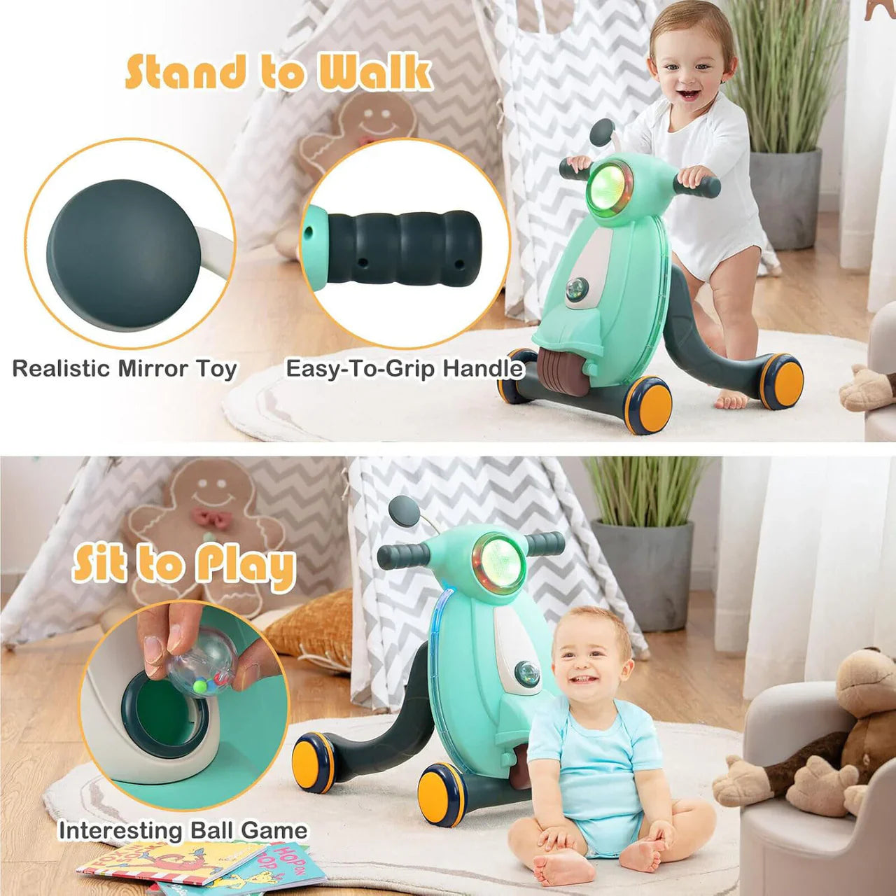 2 in 1 Multi Functional Baby Walker With Light And Sound