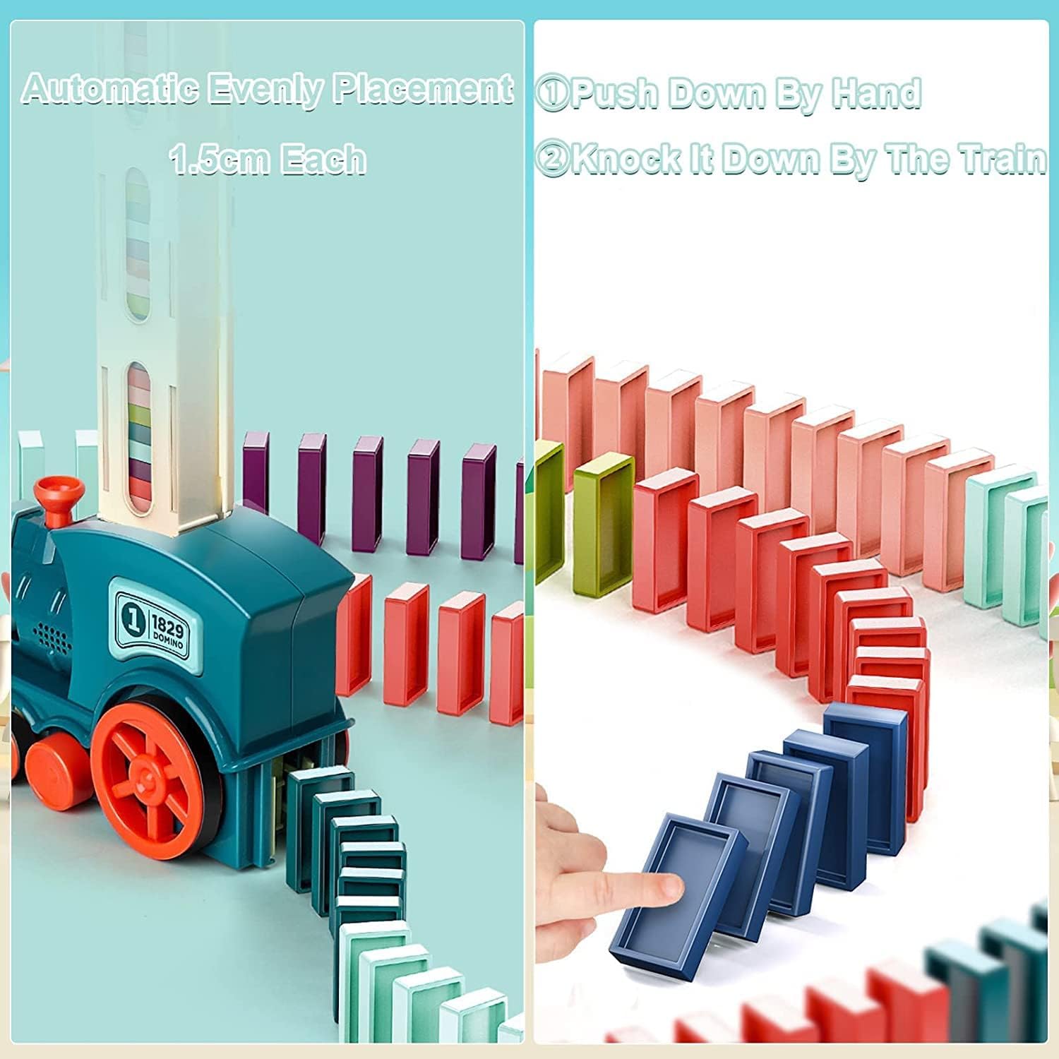 Automatic Domino Train with 60 Blocks