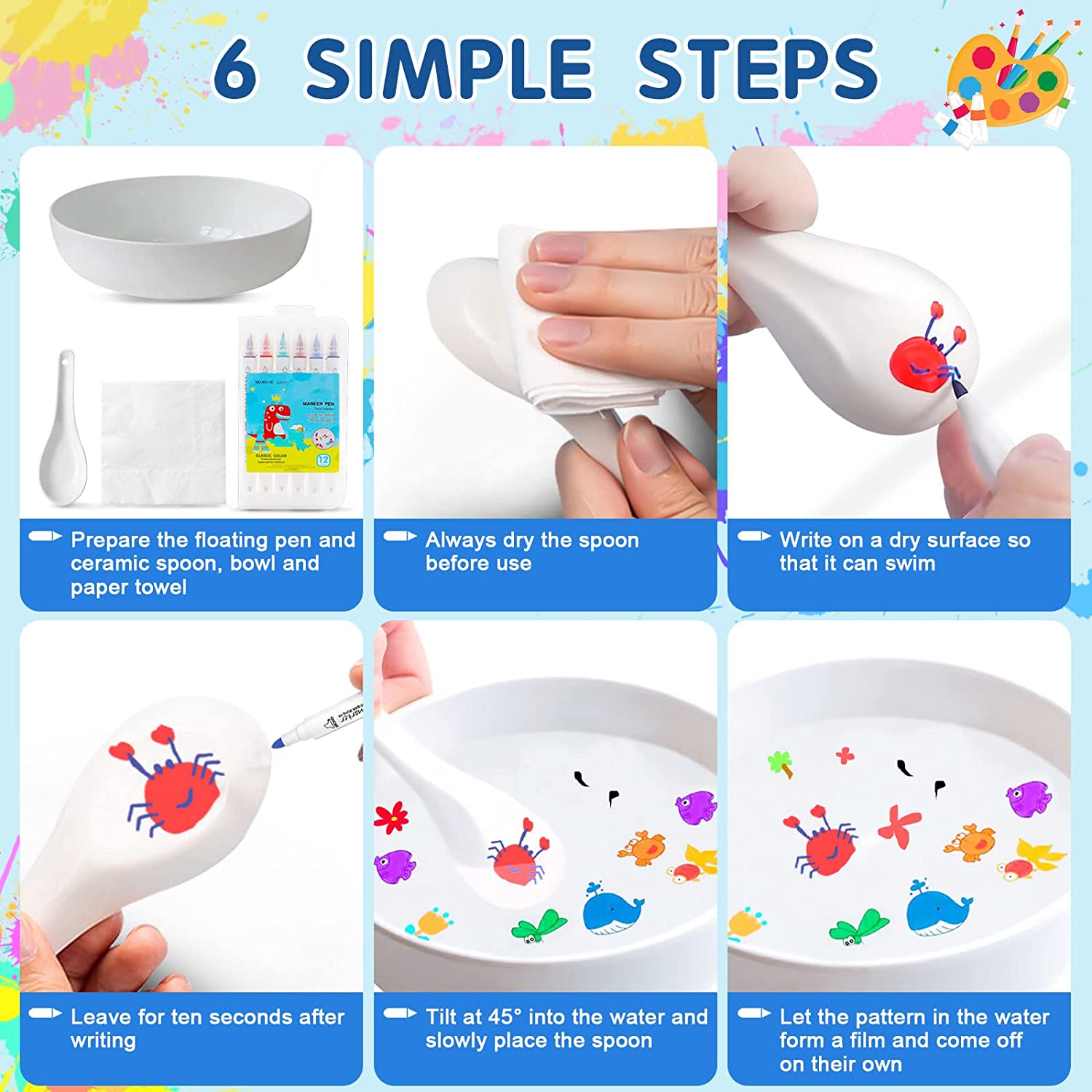 Magical Water Floating Pens With Spoon (2pcs Marker)