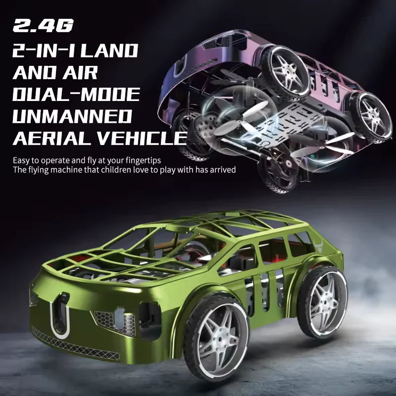 2in1 Remote Control Mini Drone Car With Lights