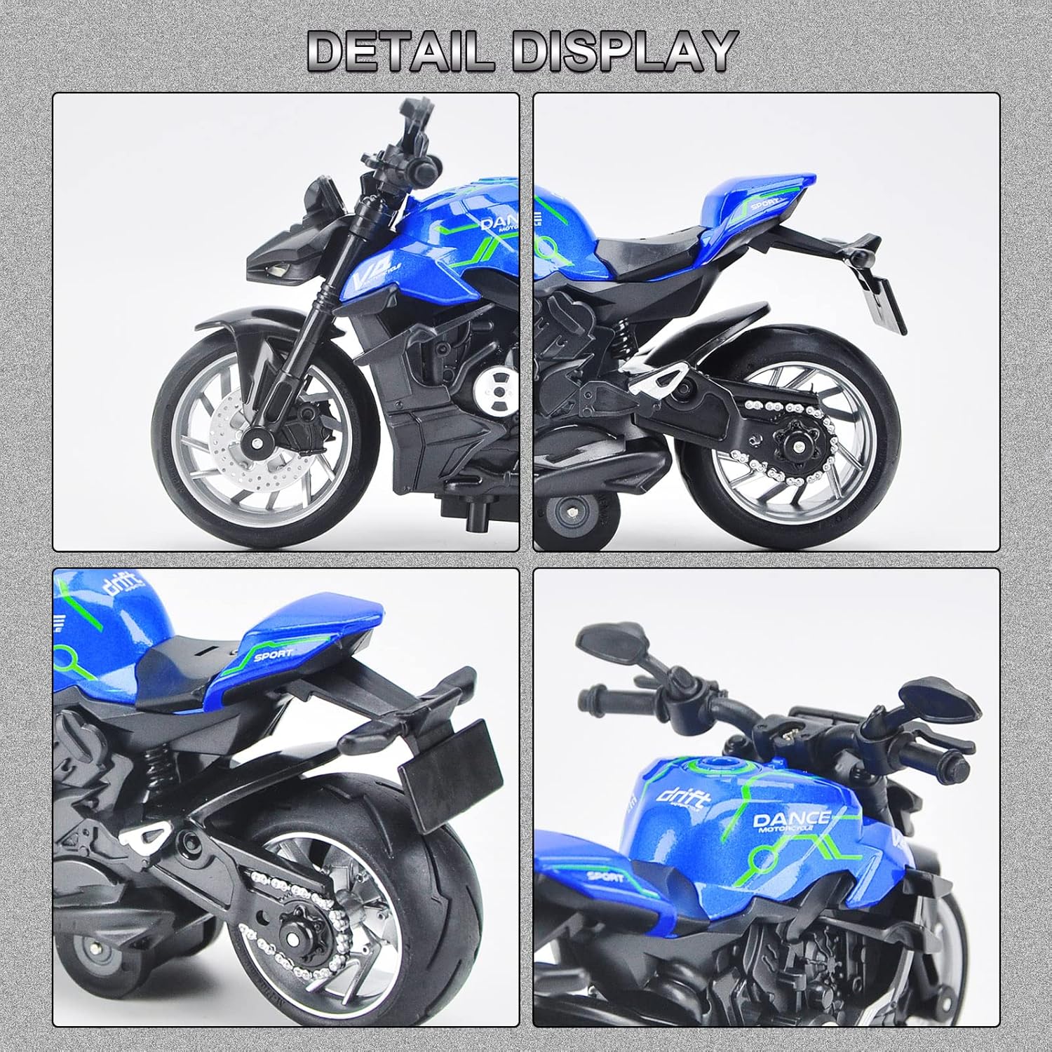1:8 Scale Motorcycle with Light and Sound