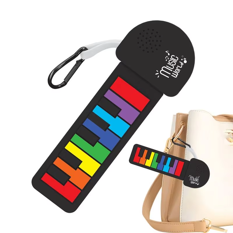 Roll Up Silicone Piano Keyboard Key Chain