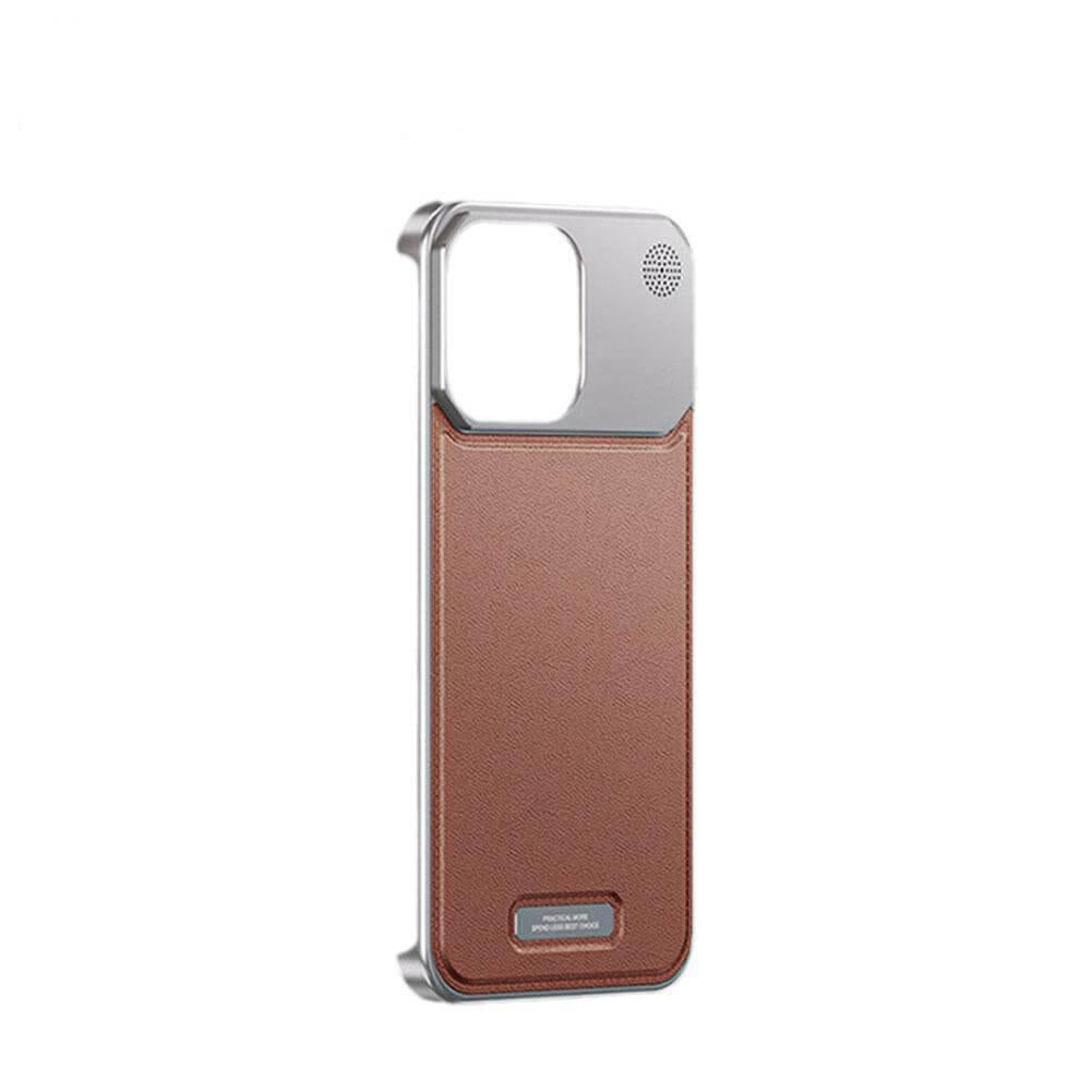 TITAN Luxury Leather Aromatherapy iPhone Case - Titanium Brown