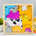 Cartoon Animal Car Wooden Peg Puzzles Board Educational Toy