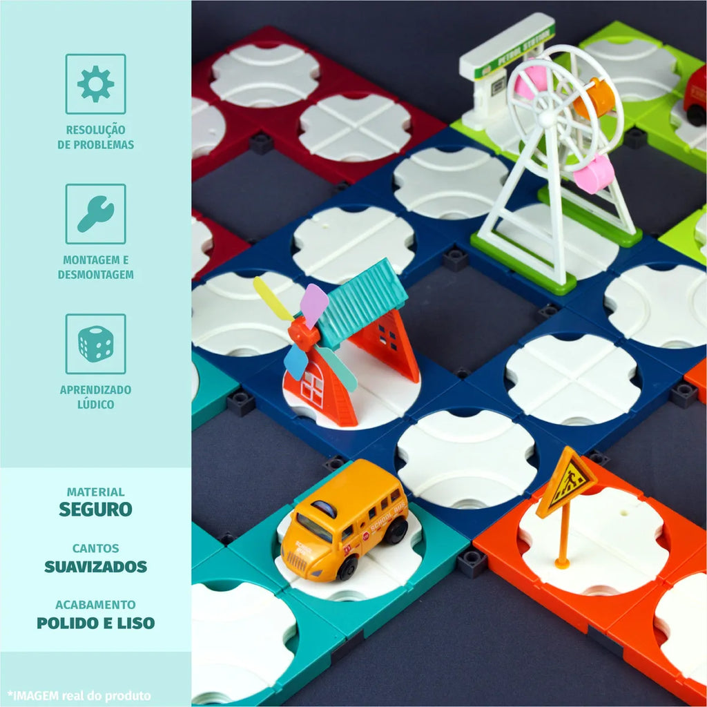 DIY 110 Piece Block Track Set with 2 Electric Cars
