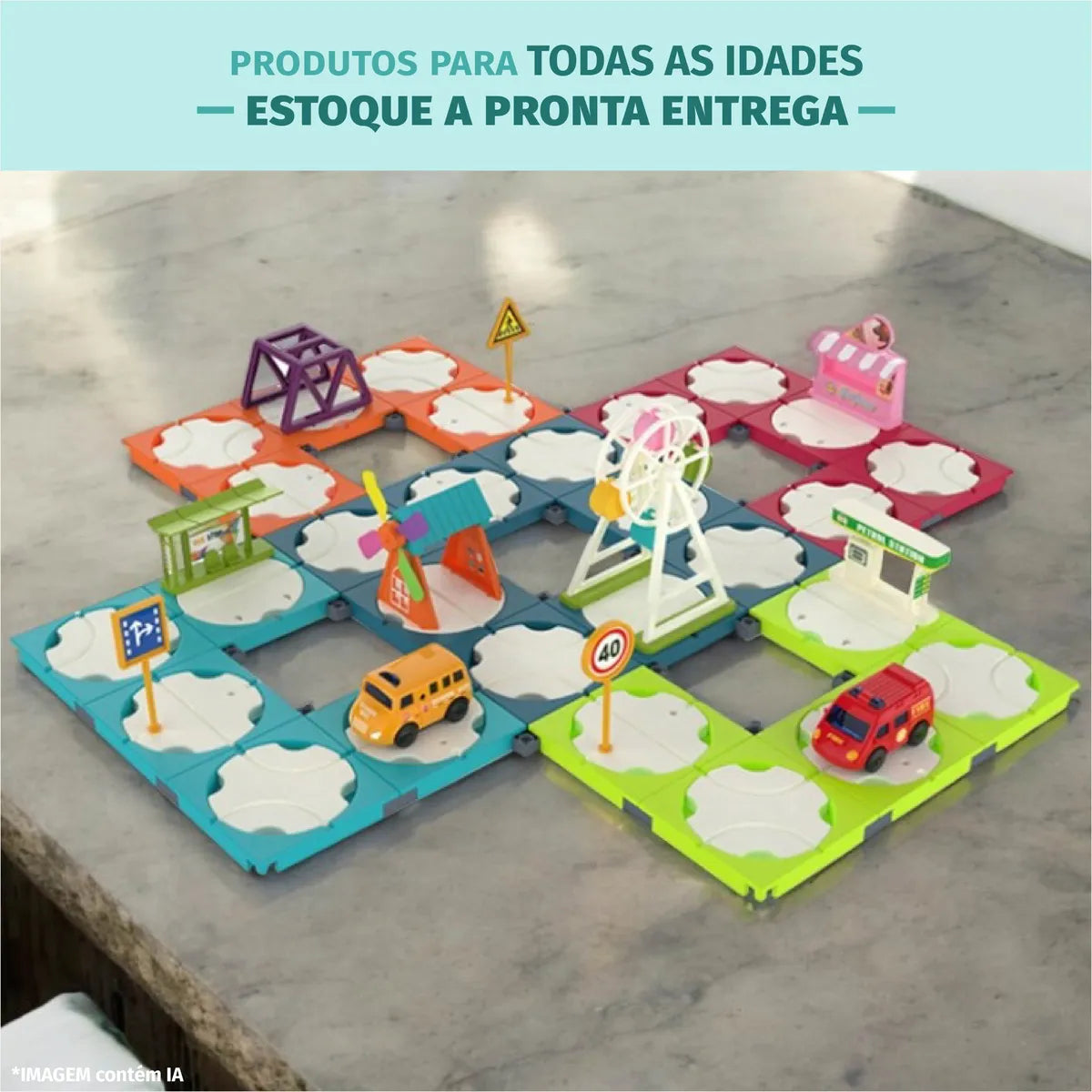 DIY 110 Piece Block Track Set with 2 Electric Cars