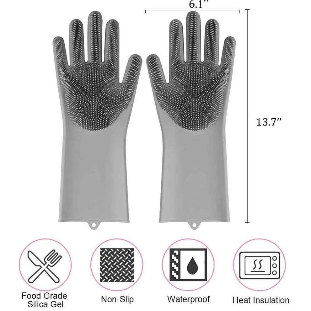Silicone Scrubbing Gloves – Multi-Purpose Cleaning & Washing Gloves