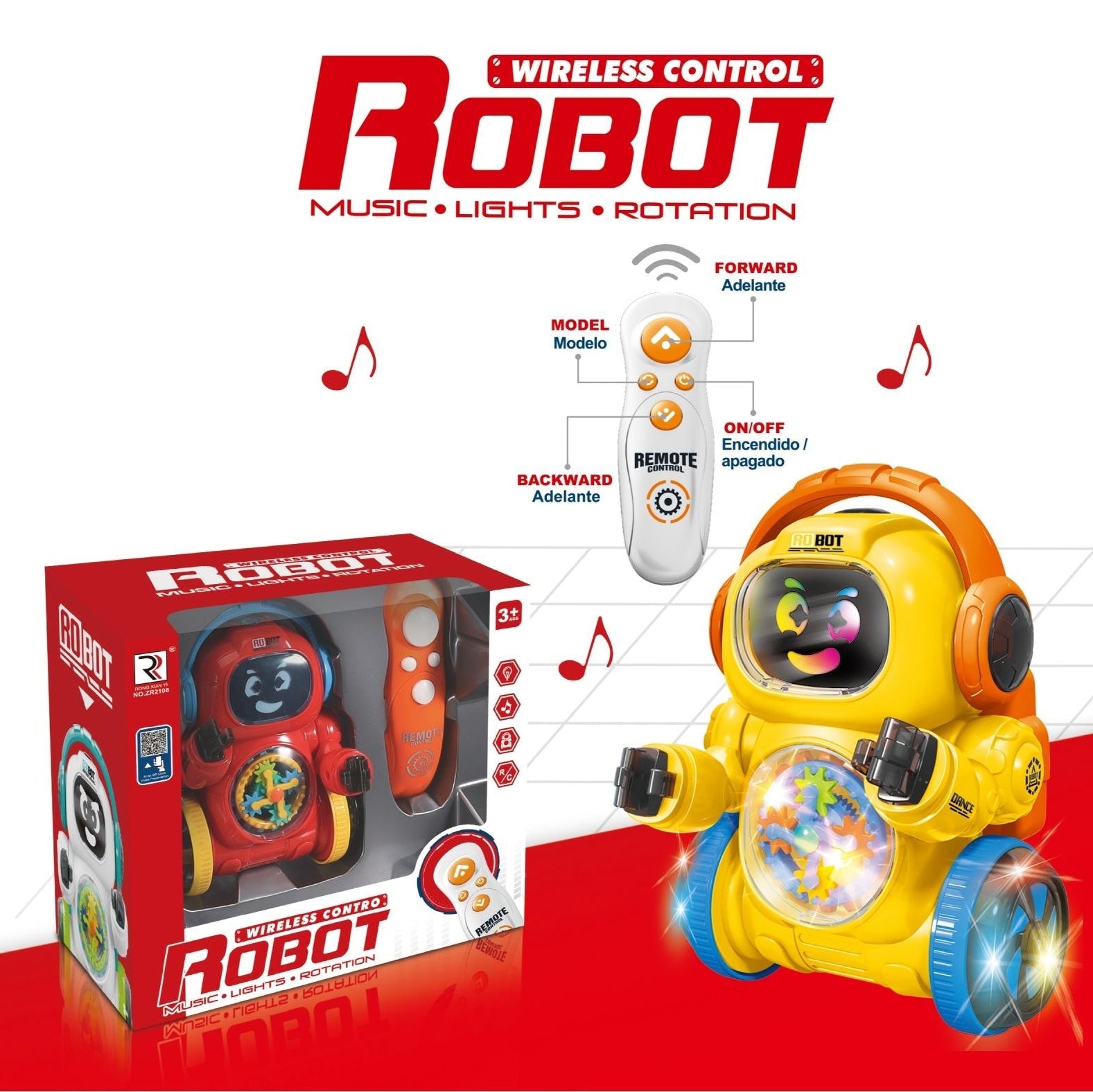 Remote Control Wireless Robot With Light and Sound