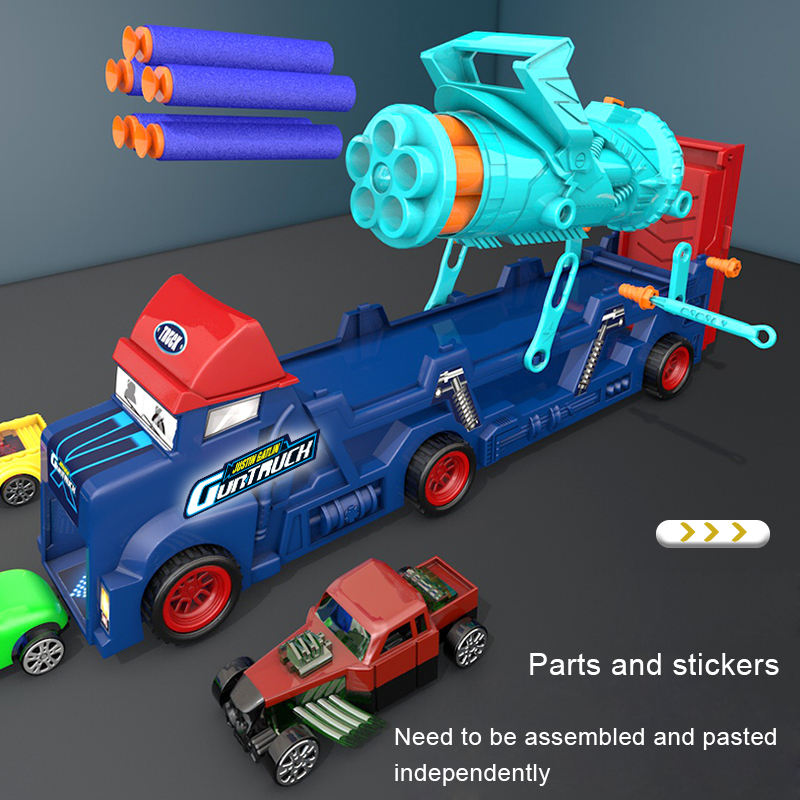 Manual 2 In 1 Mini Car Truck Launcher With Soft Bullet Machine Gun