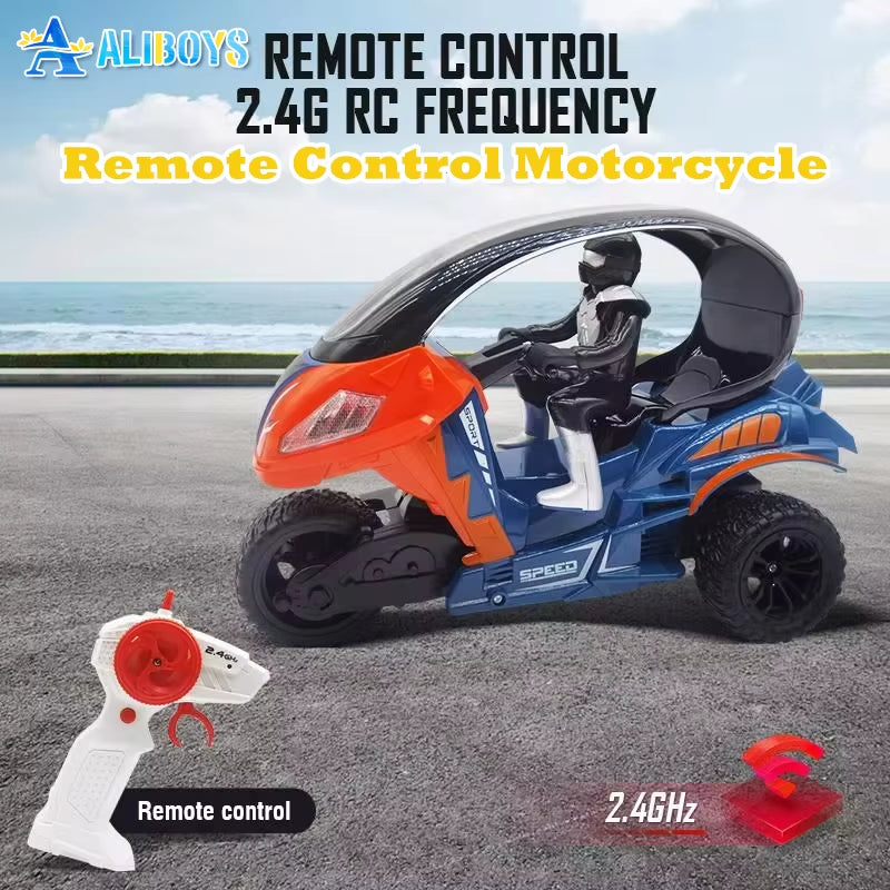 2.4GHz Remote Control Three Wheel Stunt Spray Motorcycle