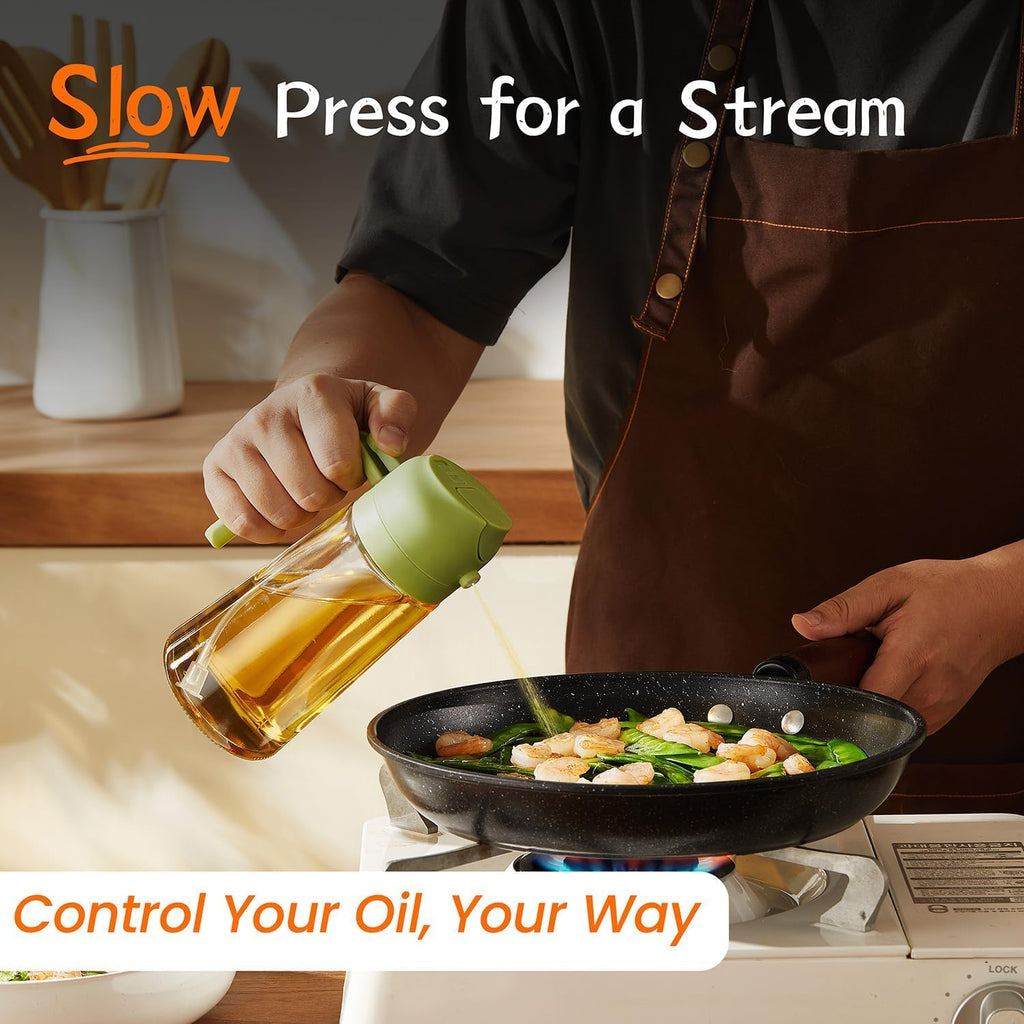 Sprayable & Pourable Oil Bottle – 2-in-1 Oil Dispenser for Healthy Cooking