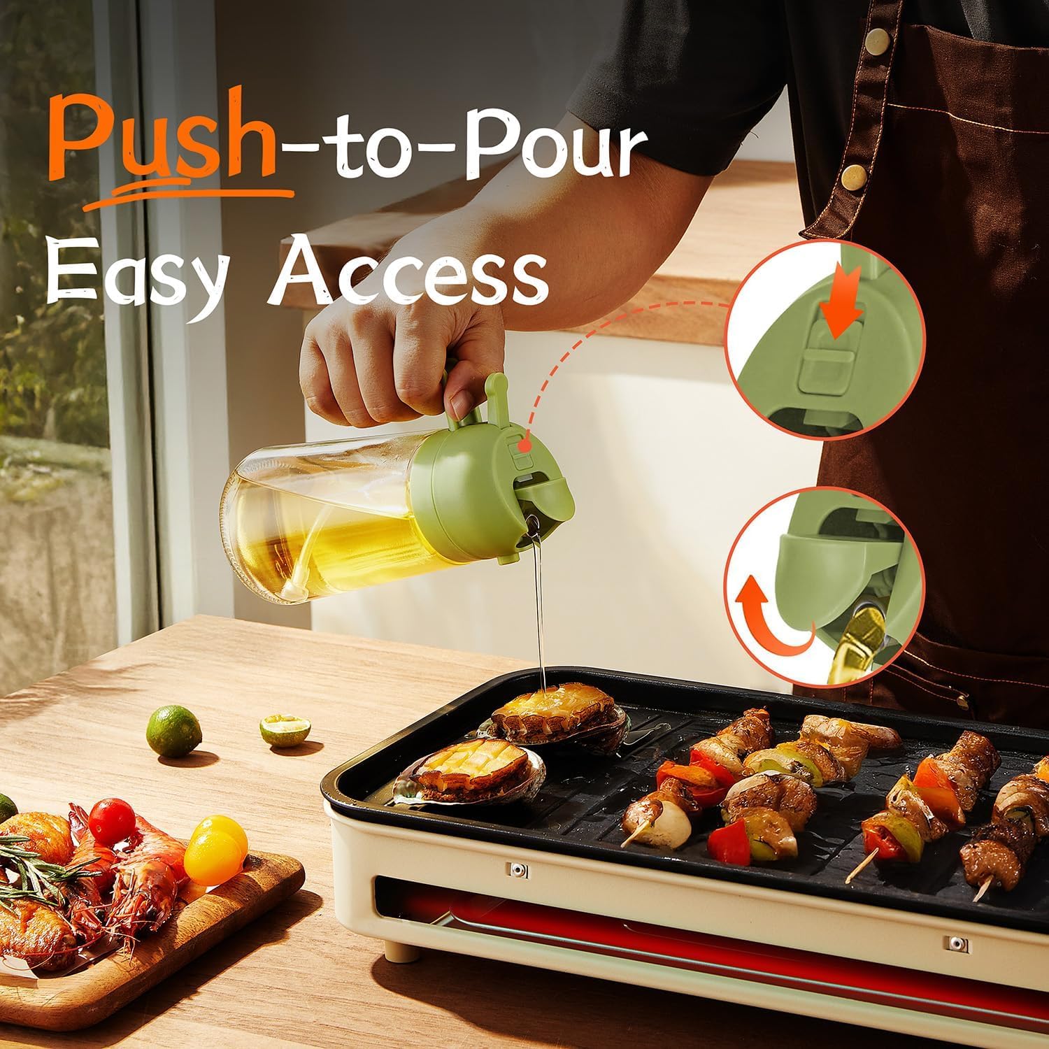 Sprayable & Pourable Oil Bottle – 2-in-1 Oil Dispenser for Healthy Cooking
