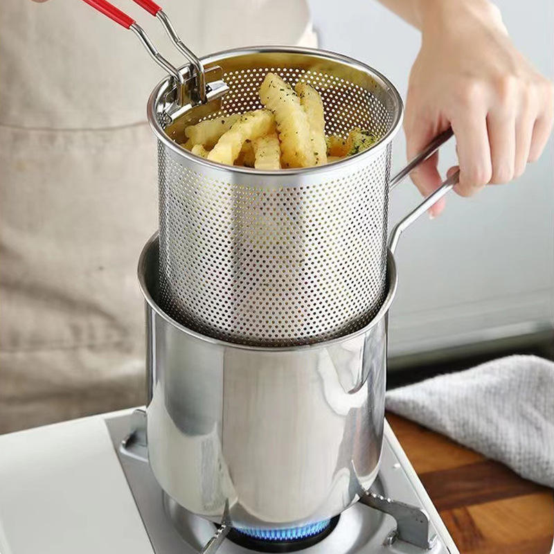 Stainless Steel Deep Fryer Pot with Frying Basket