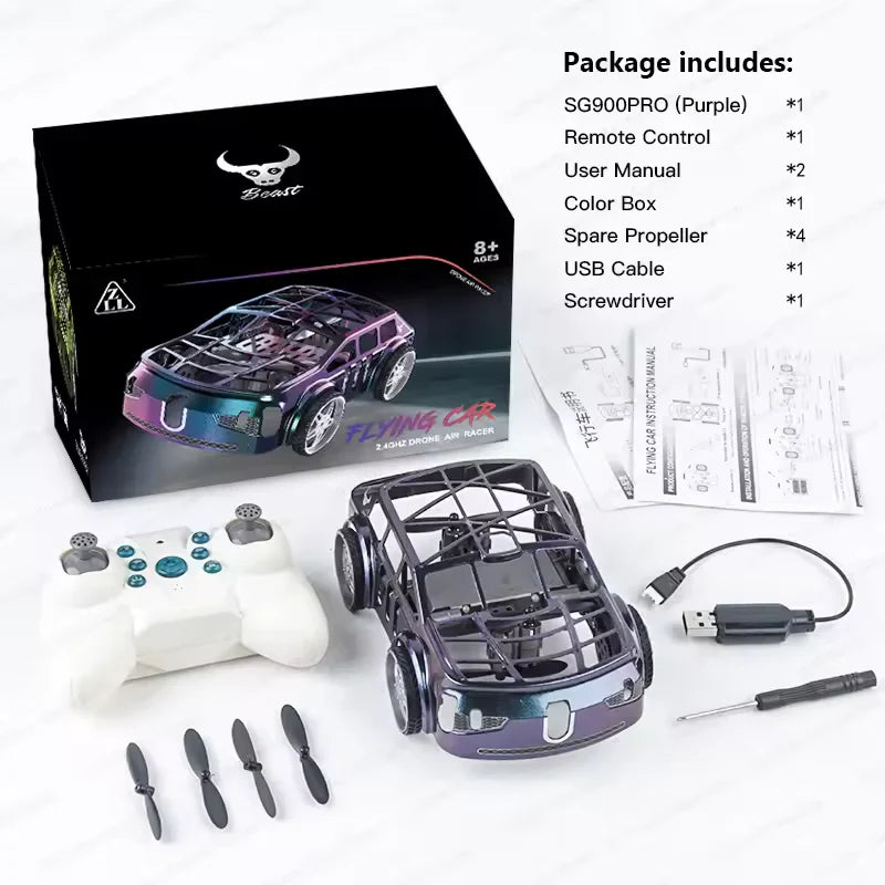 2in1 Remote Control Mini Drone Car With Lights