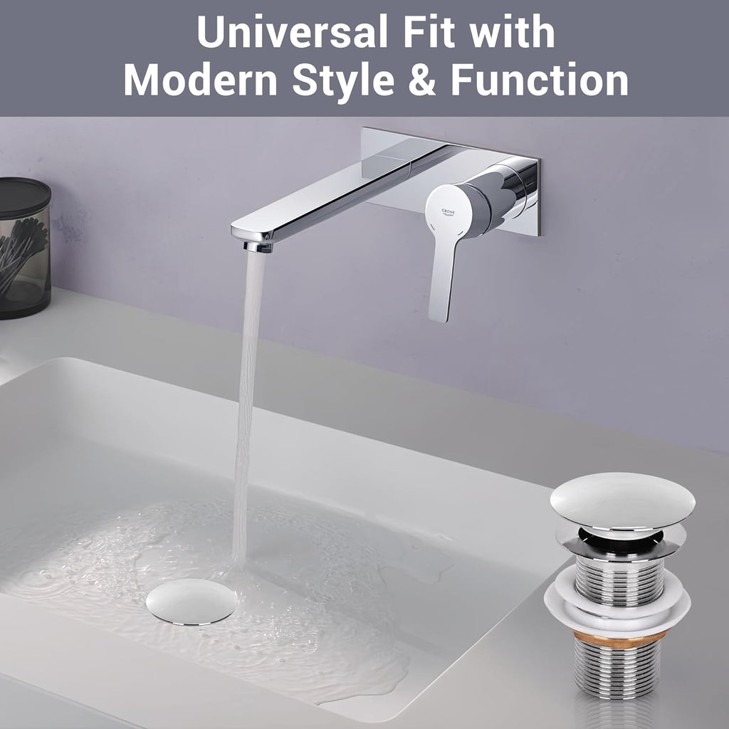 Wash Basin Pop-Up Drain Stopper – Universal Fit, Chrome Finish