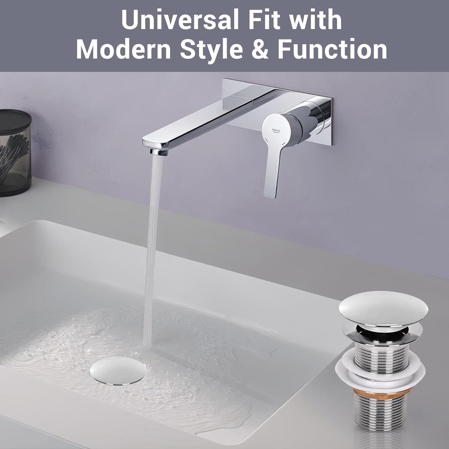 Wash Basin Pop-Up Drain Stopper – Universal Fit, Chrome Finish