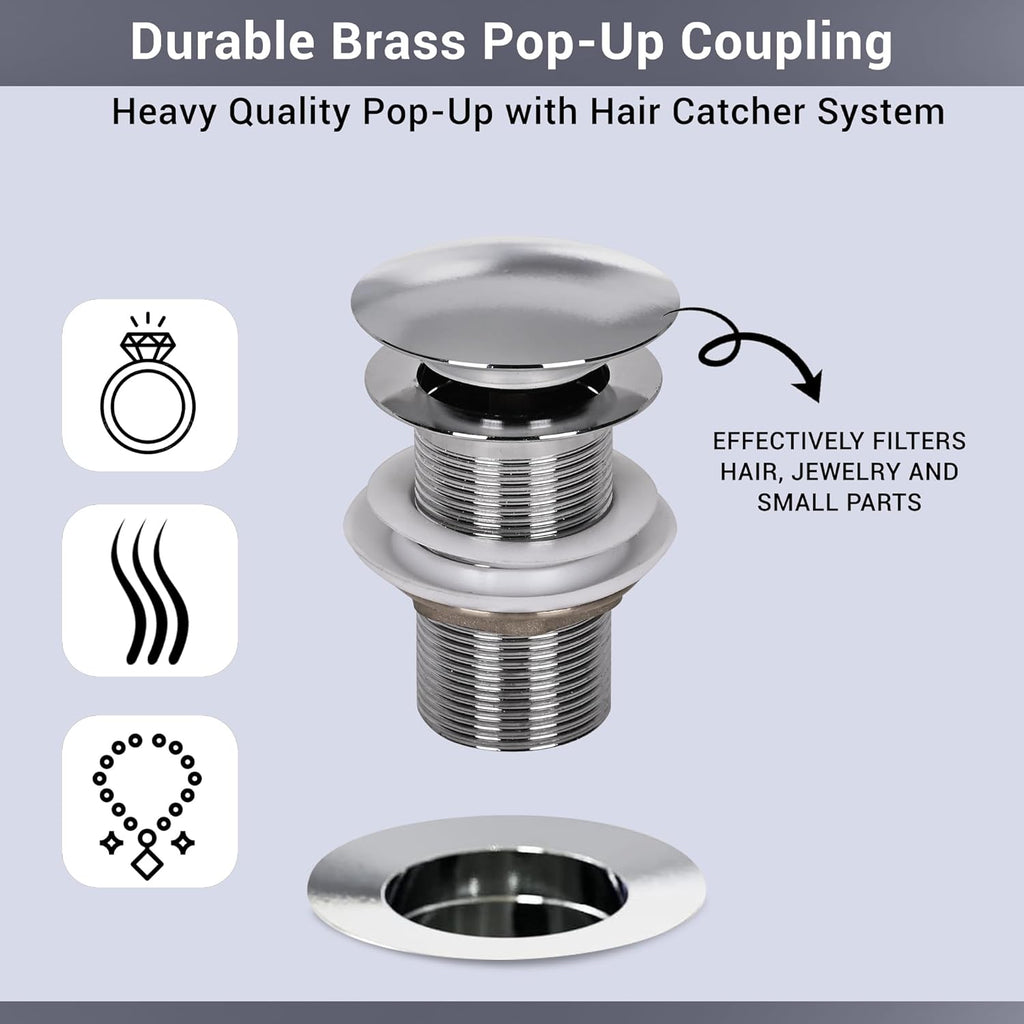 Wash Basin Pop-Up Drain Stopper – Universal Fit, Chrome Finish