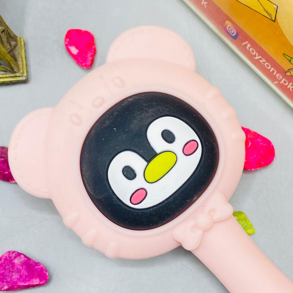 Penguin Shape Silicone Baby Teether With Rattle