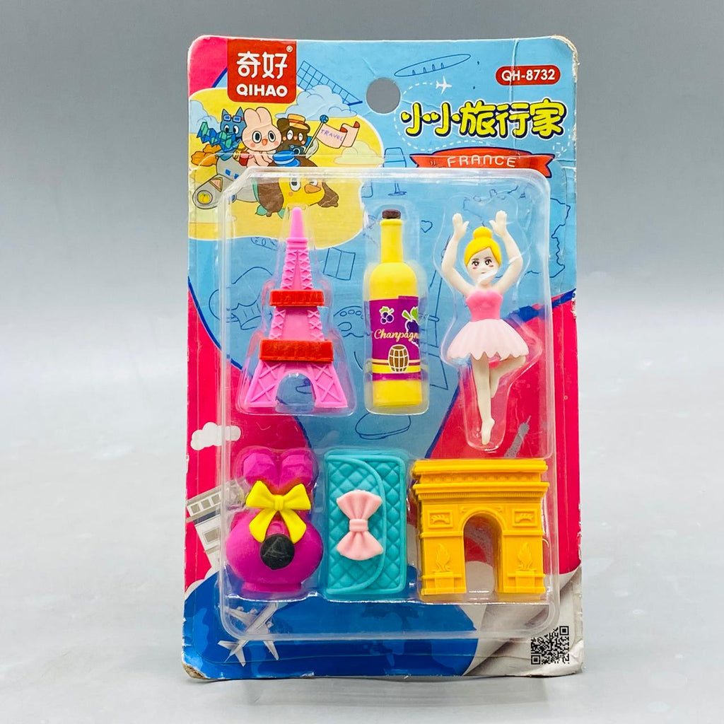 Qihou France Travel Theme Eraser Set (QH-8732)