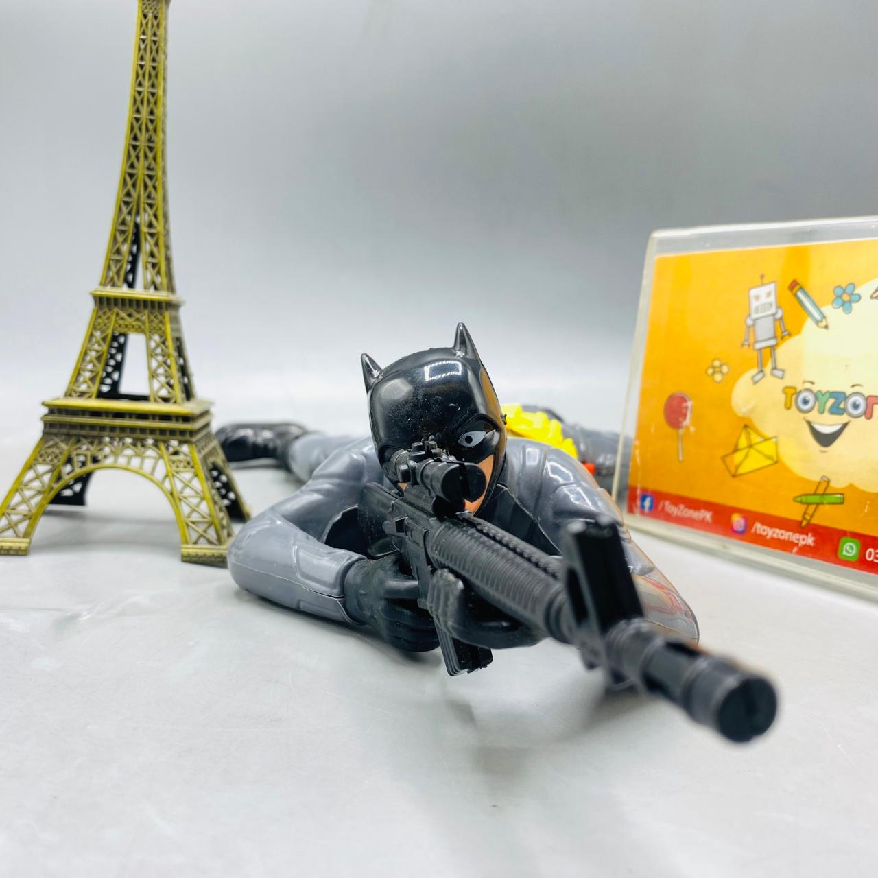Tactical Batman Action Figure - Crawling Sniper Pose with Rifle