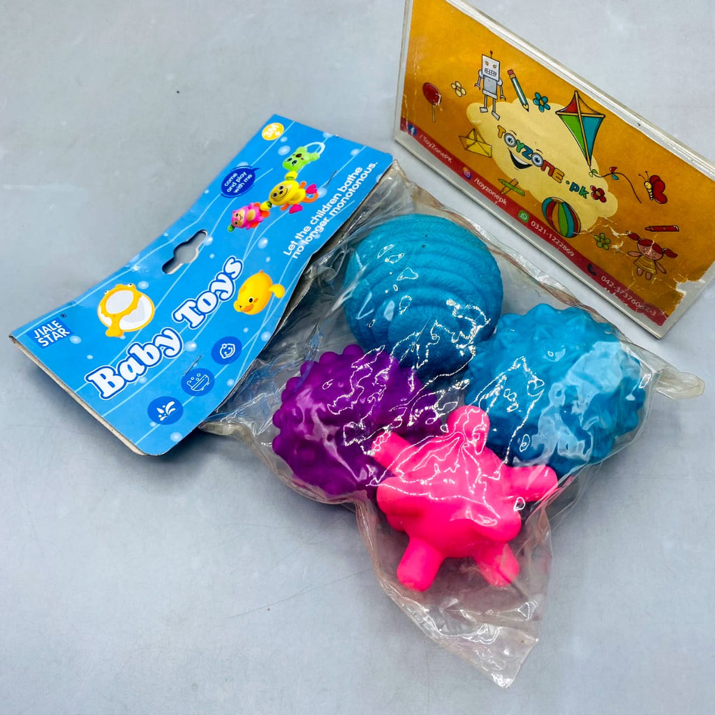Chu Chu Squeaker Sensory Ball and Bath Toy Set (4-Pack)