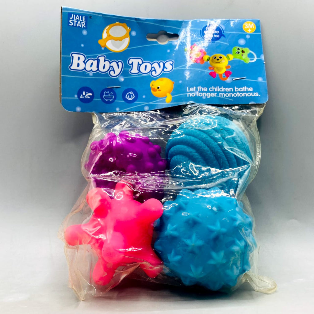 Chu Chu Squeaker Sensory Ball and Bath Toy Set (4-Pack)