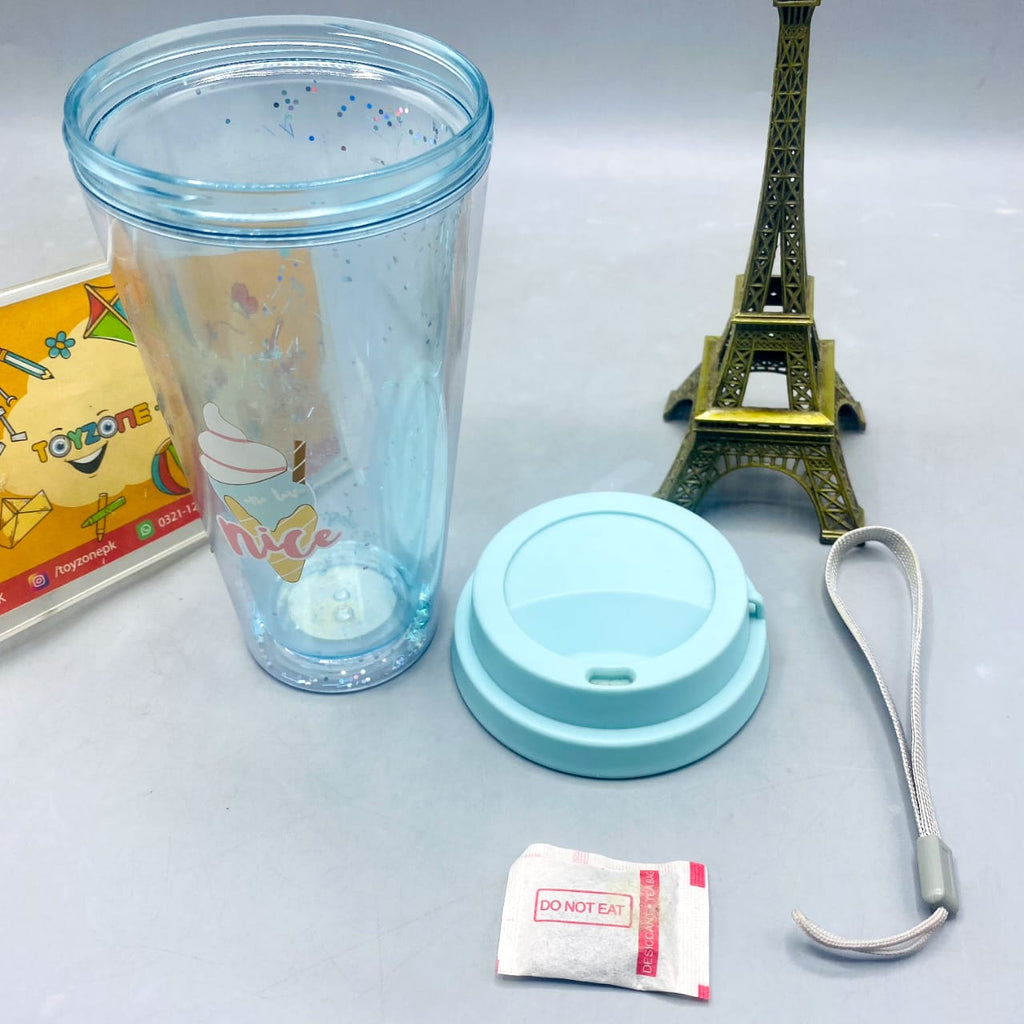 Nice Cream Glitter Tumbler with Lid and Wrist Strap