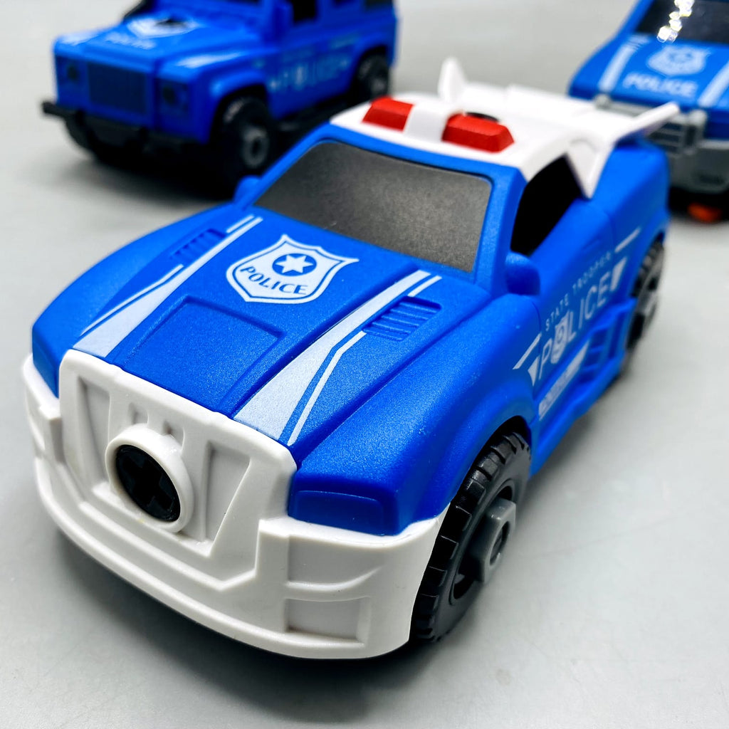 DIY Manual Police Detachable Truck Hauler with 3 Cars