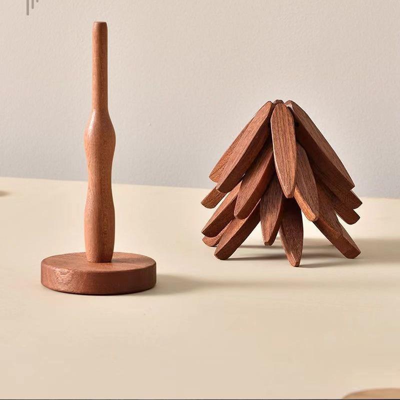 Creative Wooden Coaster Set – Tree Design Foldable Table Protector