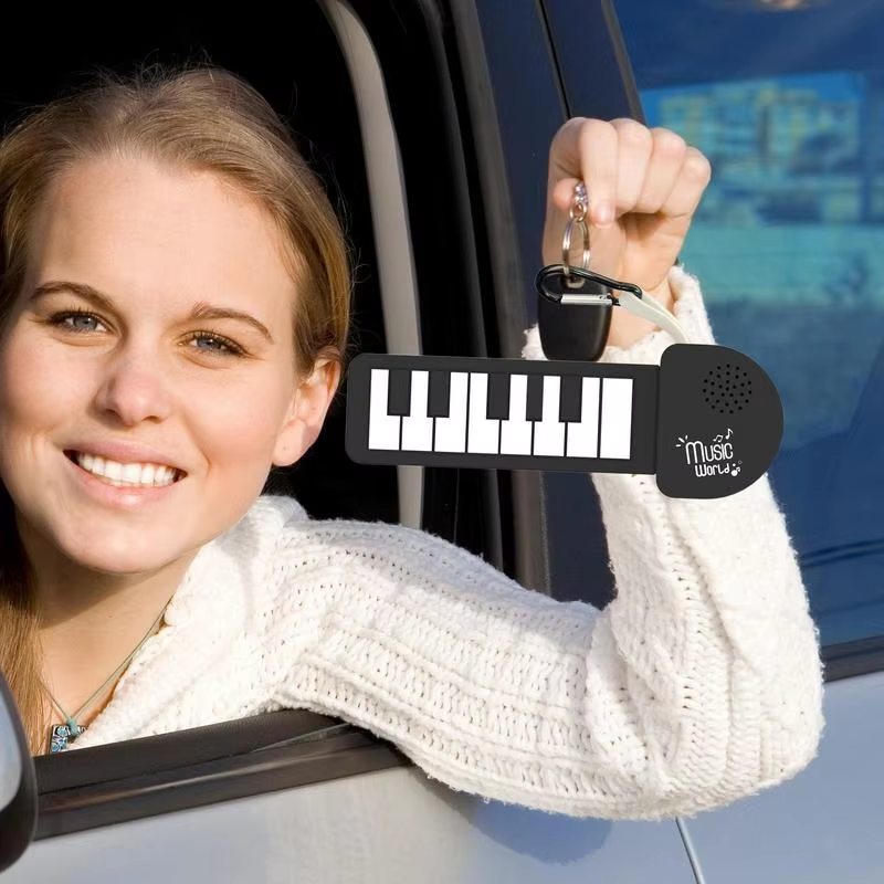 Roll Up Silicone Piano Keyboard Key Chain