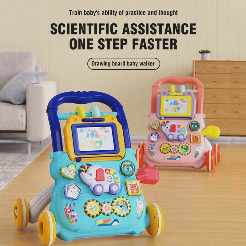Baby Walker Multifunction Toddler Trolley Musical Drawing Walker Exercise