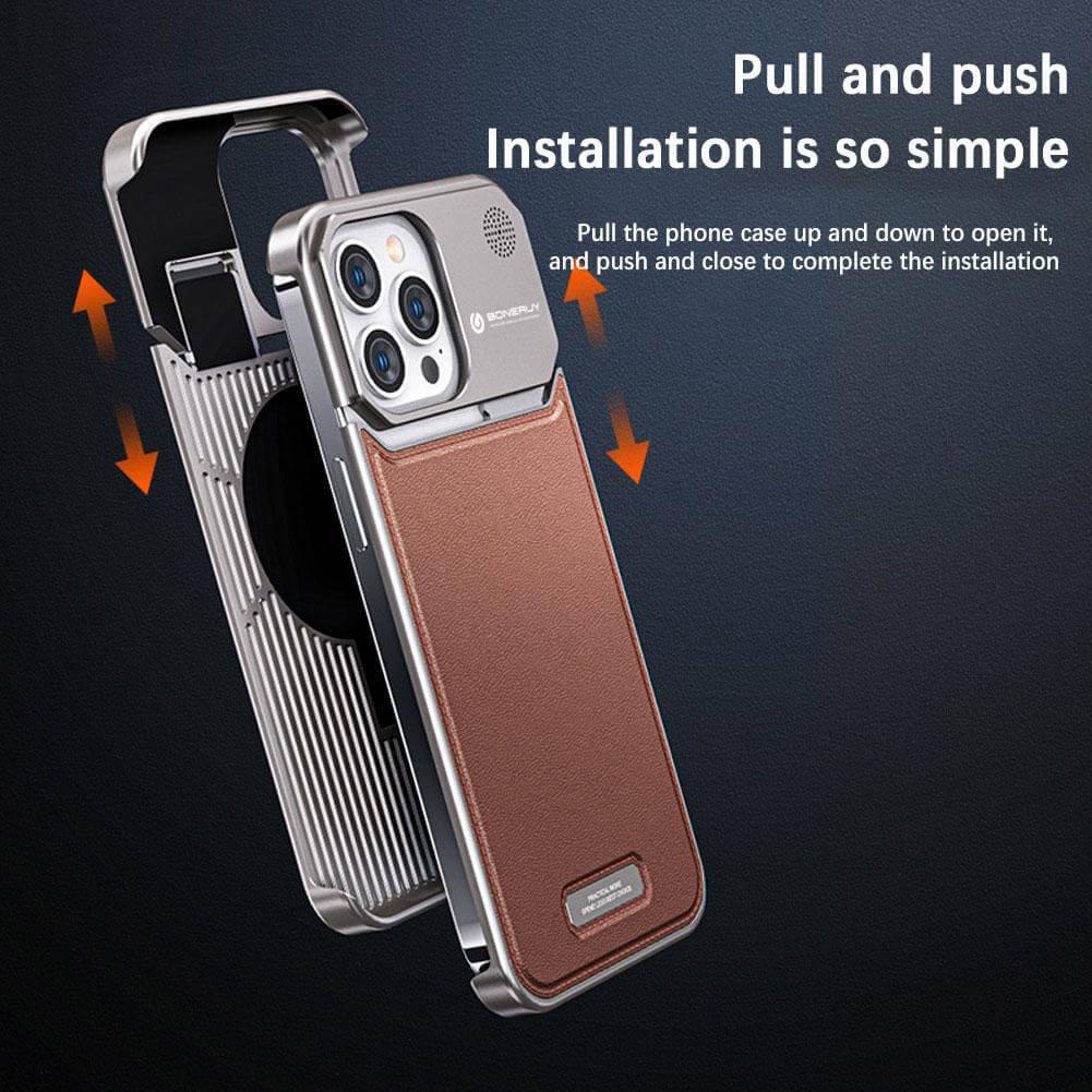 TITAN Luxury Leather Aromatherapy iPhone Case - Titanium Brown